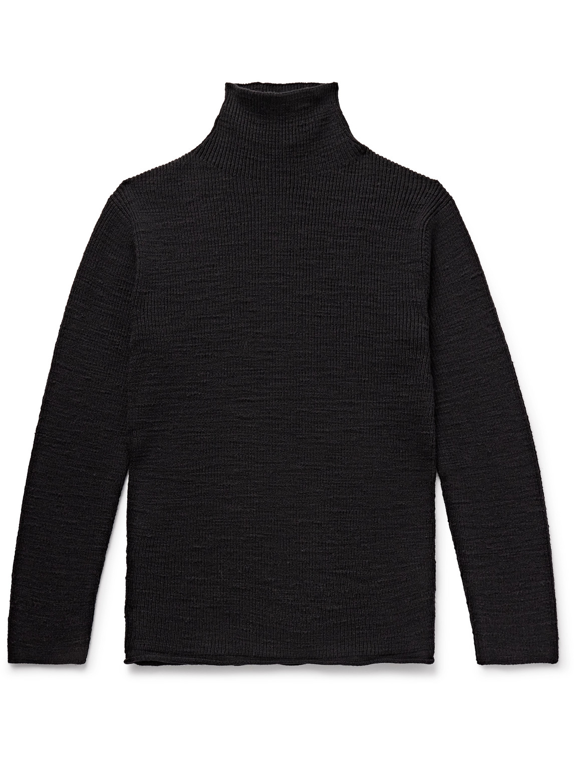 The Row Robbie Ribbed Merino Wool Rollneck Sweater In Black