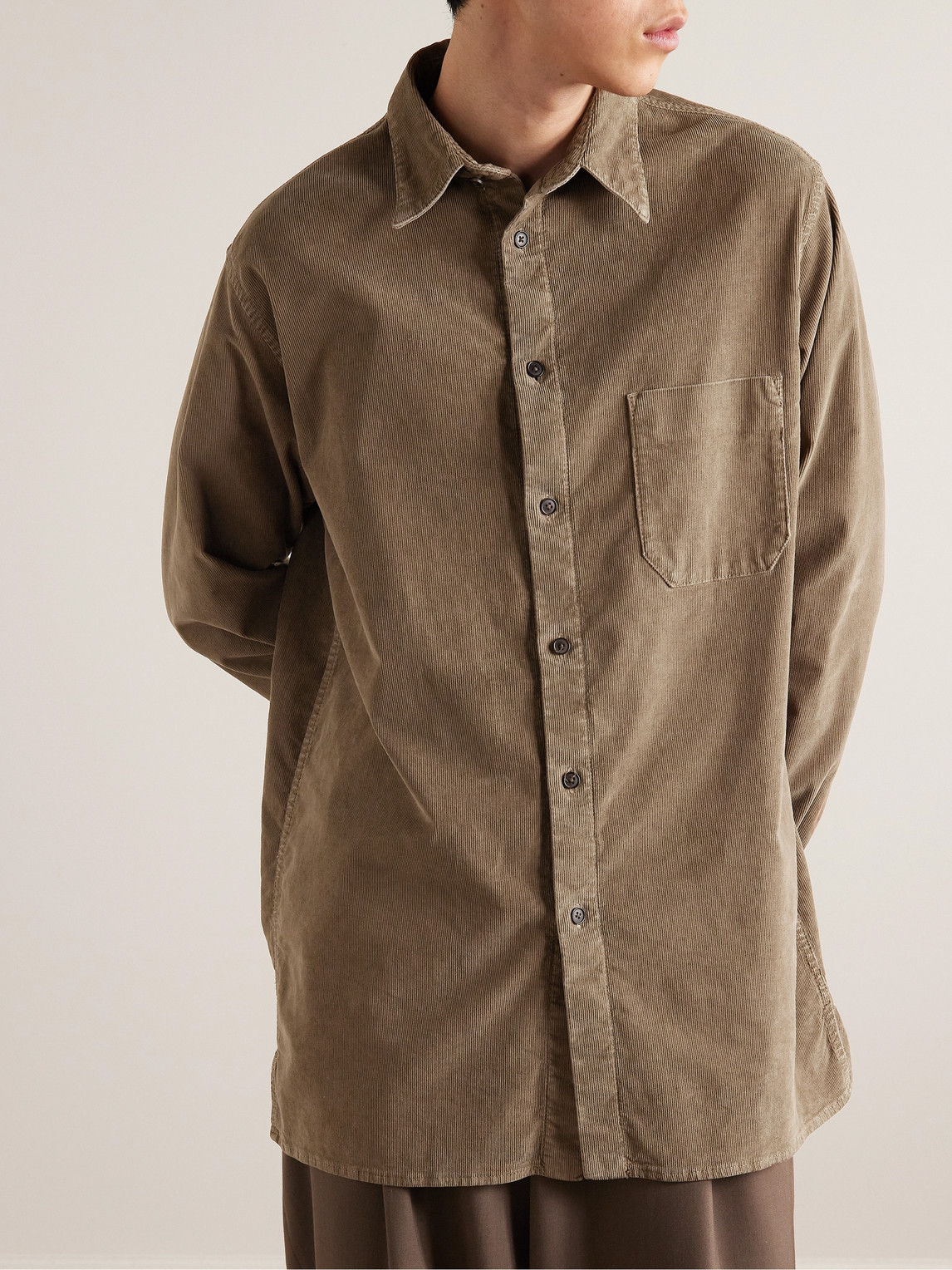 Shop The Row Melvin Stretch-cotton Corduroy Shirt In Brown
