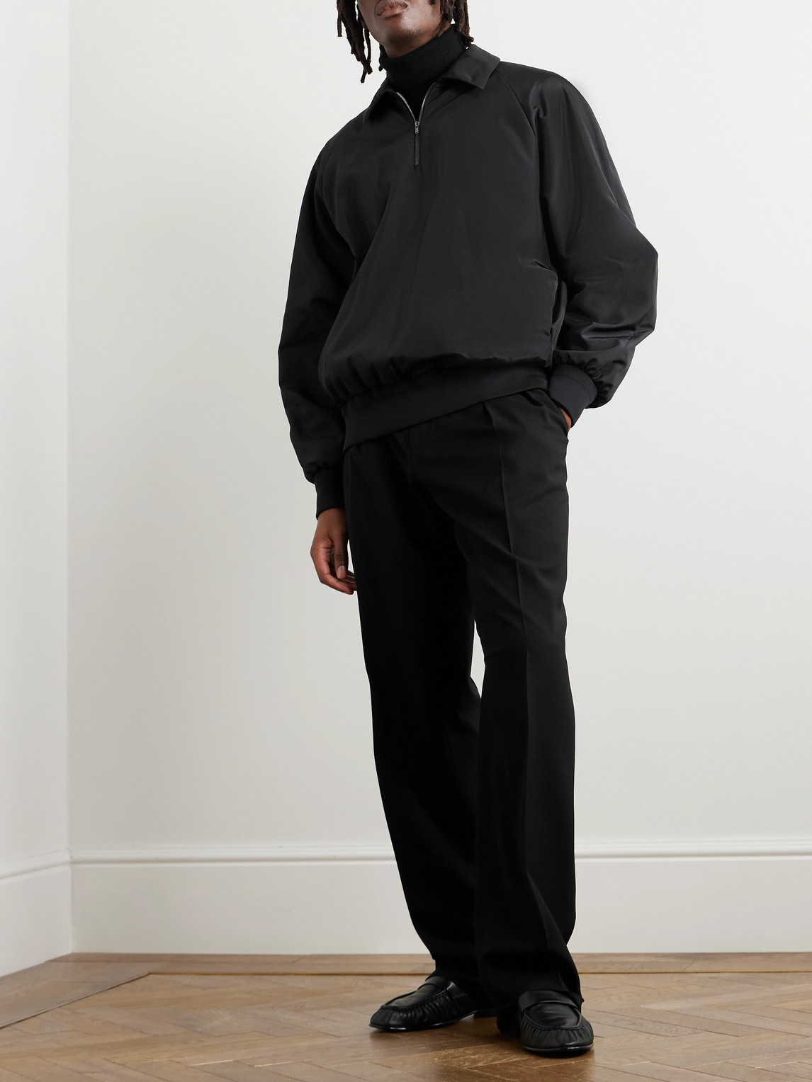 The Row Dixon Shell Half-zip Jacket In Black