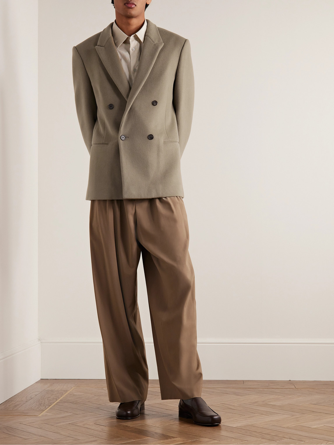 Shop The Row Wilson Double-breasted Cashmere Blazer In Neutrals