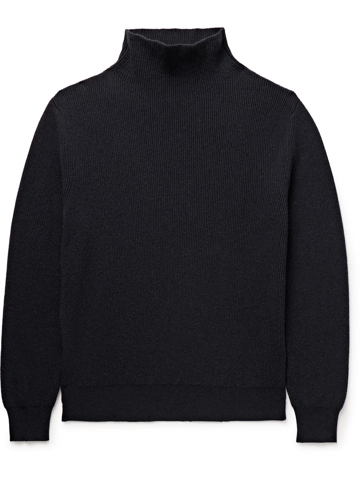 The Row Daniel Ribbed Cashmere Rollneck Sweater In Blue Night
