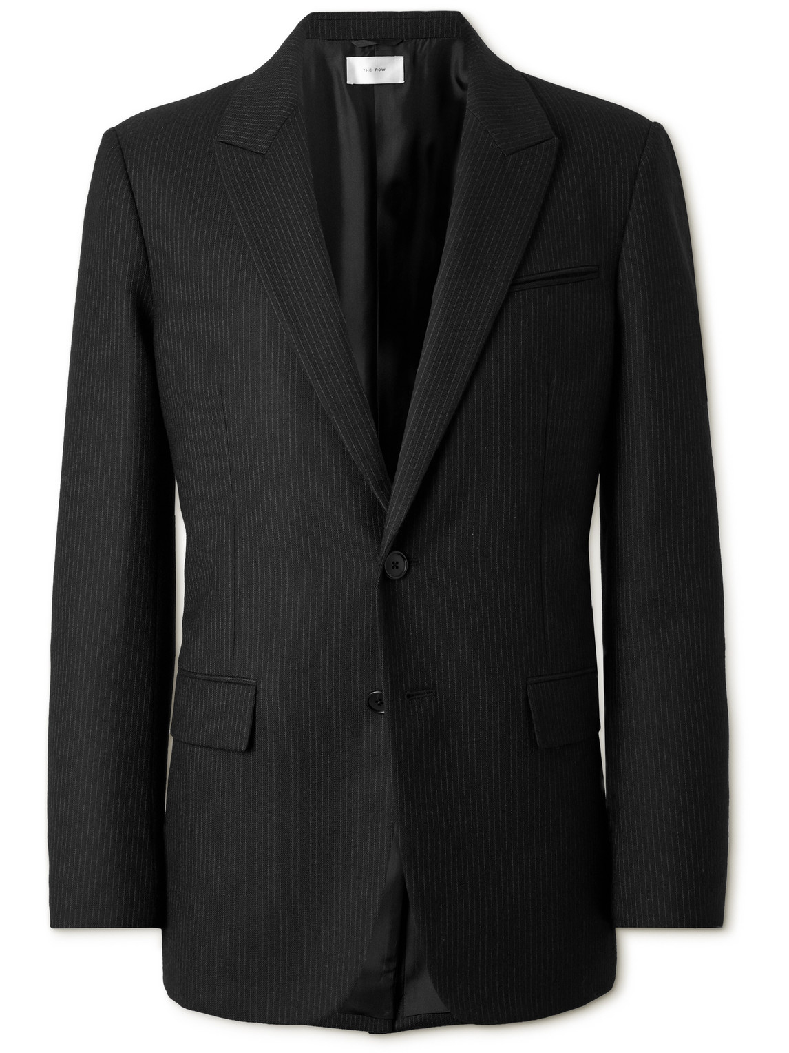 The Row Laydon Pinstriped Virgin Wool Suit Jacket In Gray