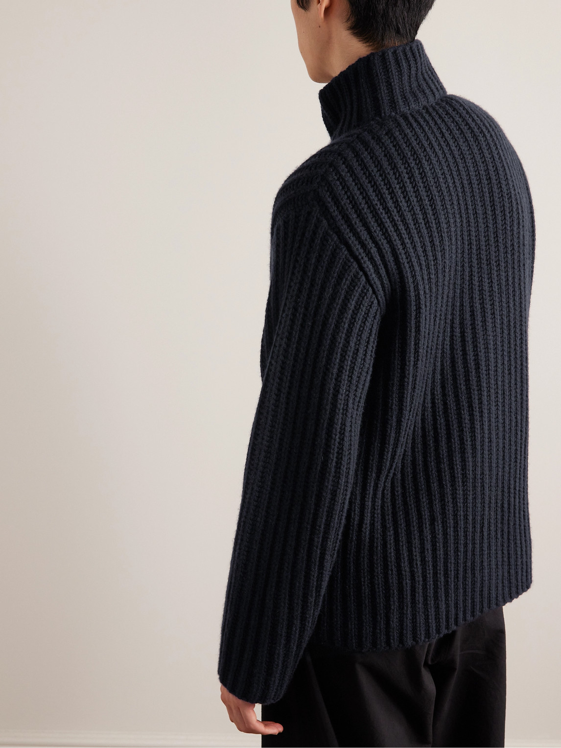 Shop The Row Malen Ribbed Cashmere Zip-up Cardigan In Blue