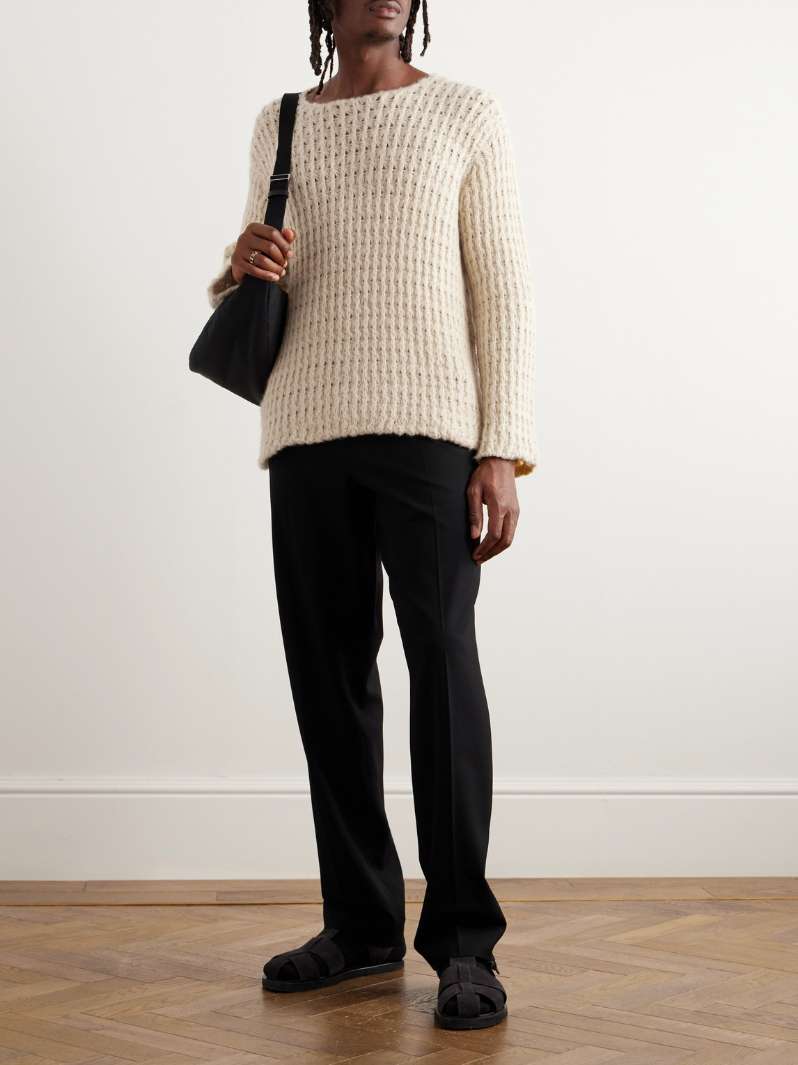 Shop The Row Olen Open-knit Cashmere Sweater In Neutrals