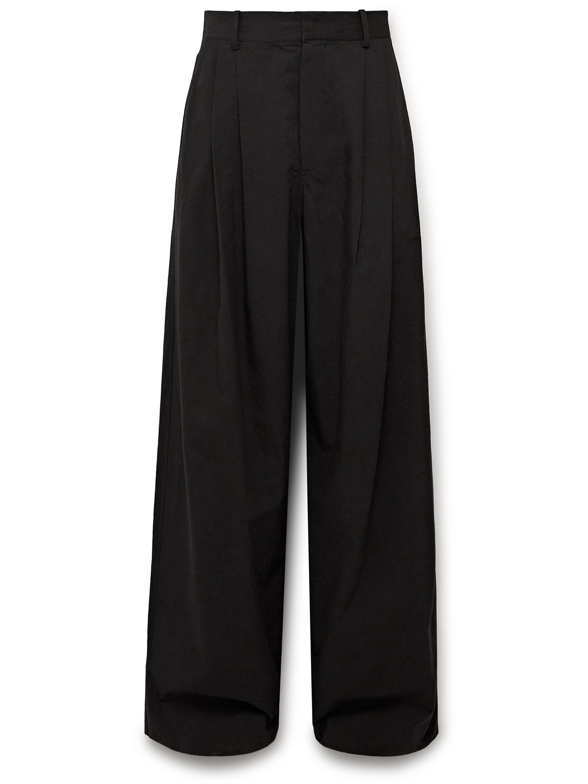 The Row Berto Wide-leg Pleated Cashmere-blend Trousers In Black