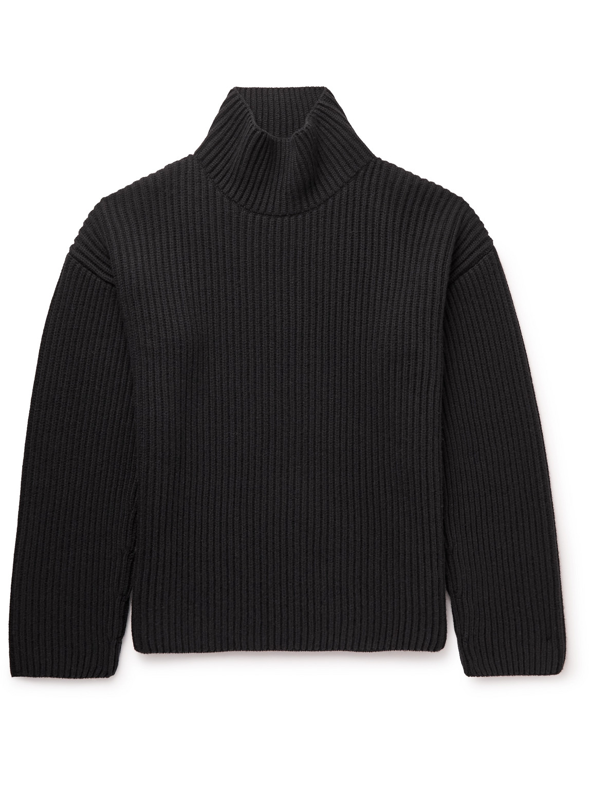 The Row Manlio Ribbed Cashmere Rollneck Jumper In Black