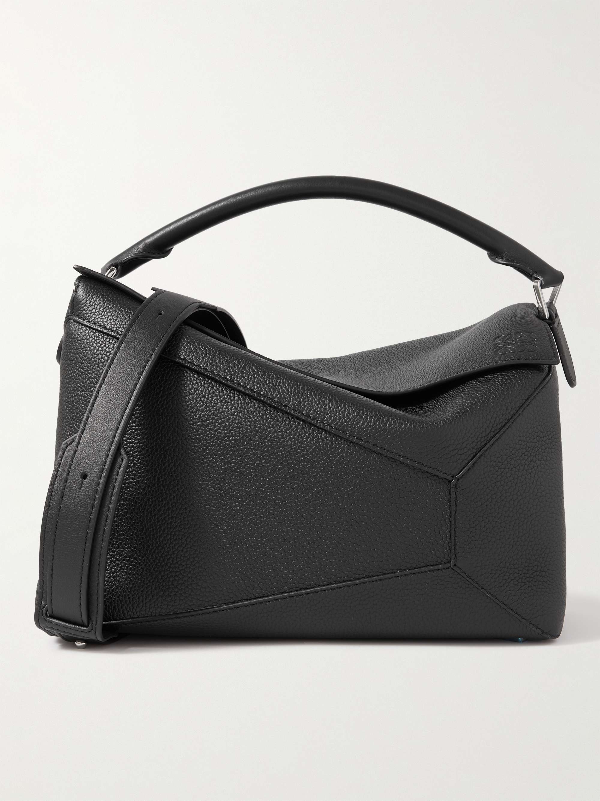 LOEWE Puzzle Edge Large Logo-Debossed Full-Grain Leather Messenger Bag ...