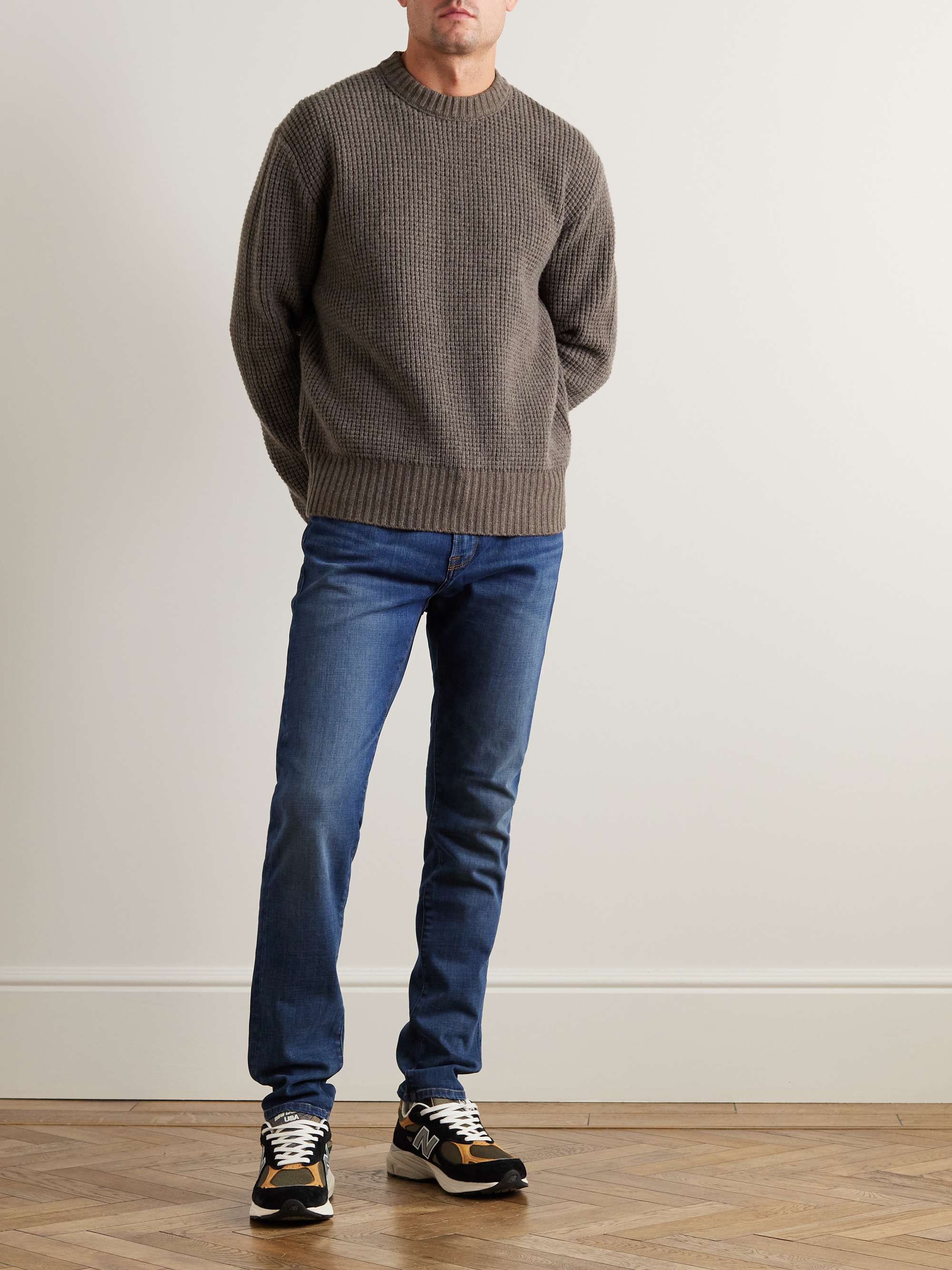 Waffle-Knit Wool Sweater