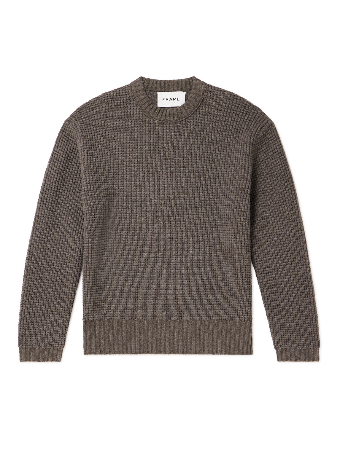 Frame Waffle-knit Wool Sweater In Brown