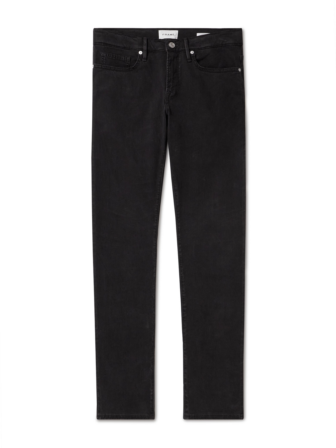 Frame L'homme Slim-fit Stretch Lyocell-blend Trousers In Black