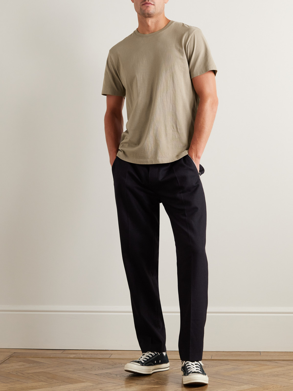 Frame Logo Cotton T-shirt In Neutrals