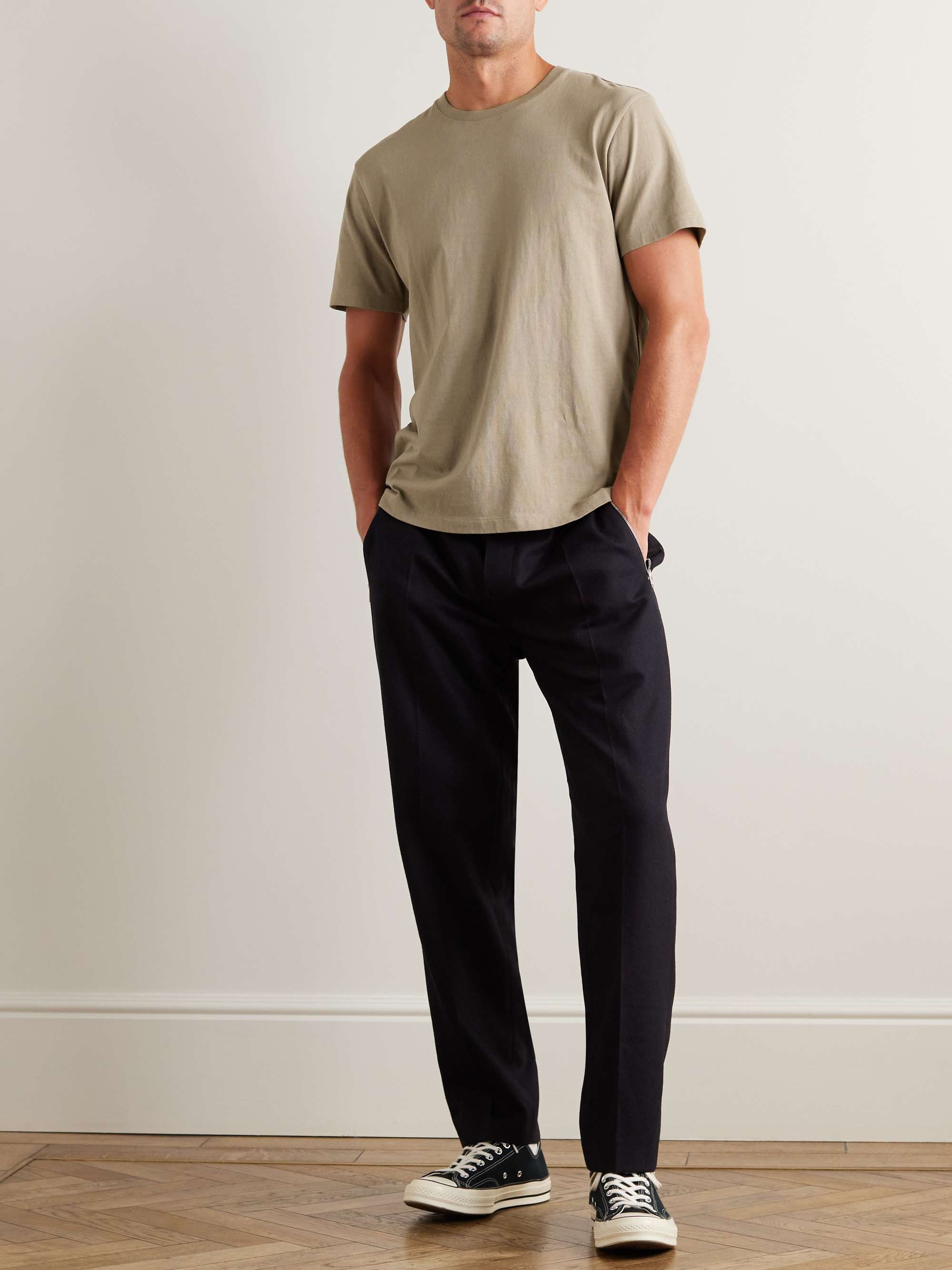 FRAME Logo-Embroidered Cotton-Jersey T-Shirt