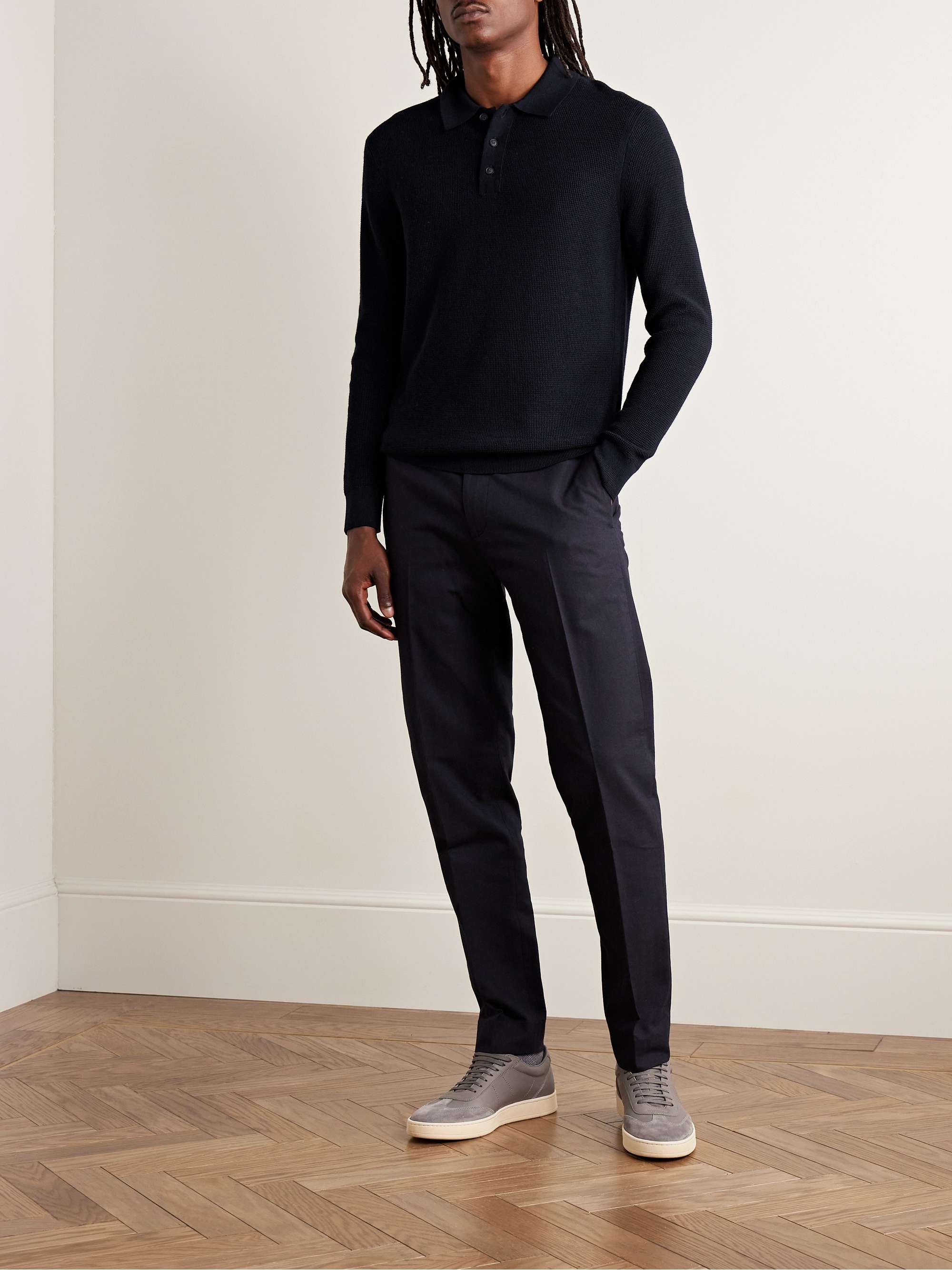 CLUB MONACO Slim-Fit Textured-Knit Merino Wool Polo Shirt for Men | MR ...