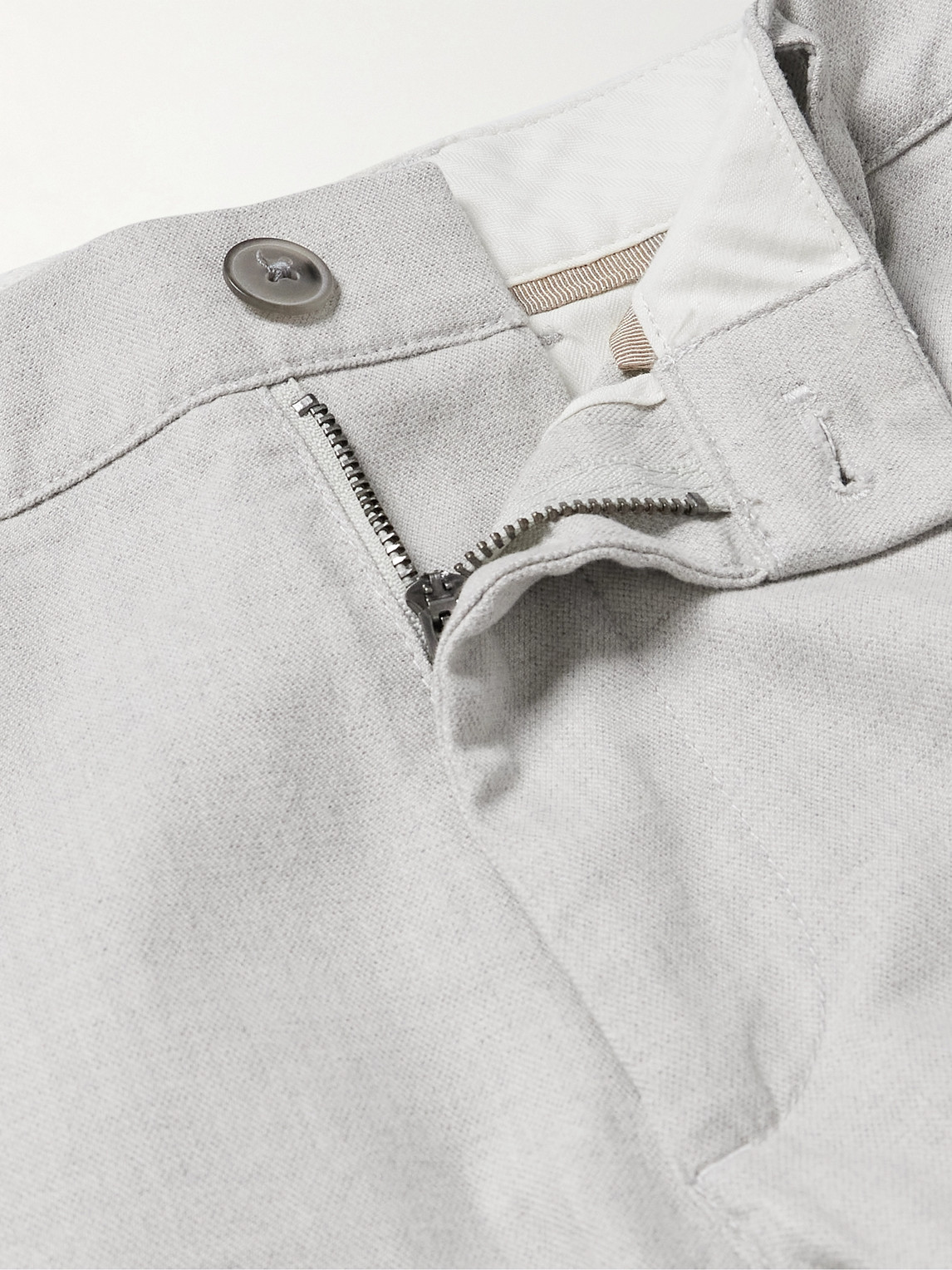 Shop Club Monaco Connor Straight-leg Cotton-blend Trousers In Gray