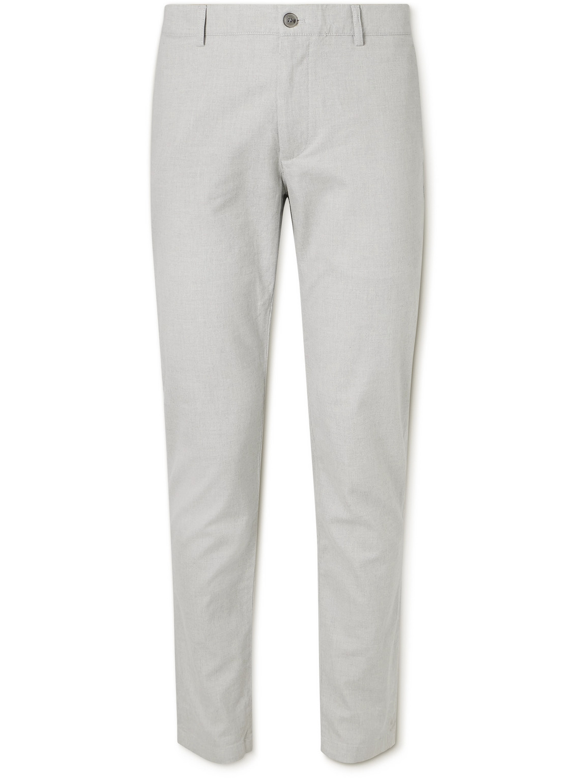 Club Monaco Connor Straight-leg Cotton-blend Trousers In Gray