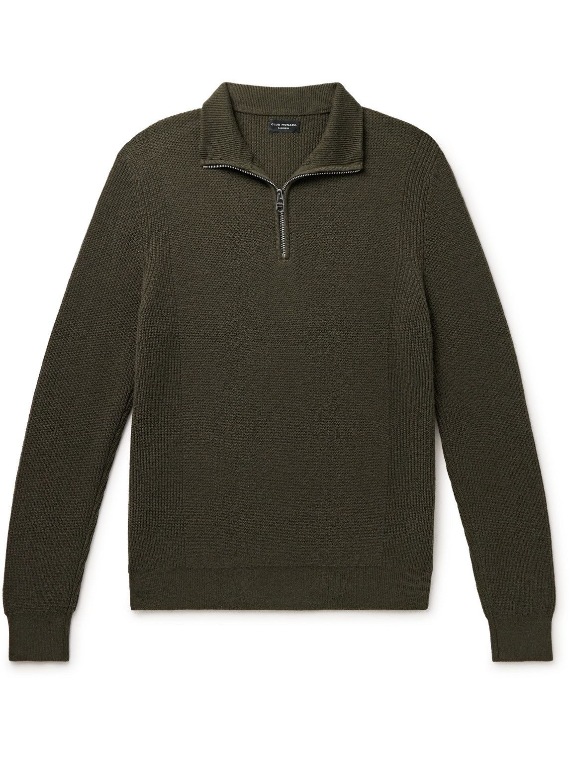 Club Monaco Cashmere Half-zip Sweater In Green