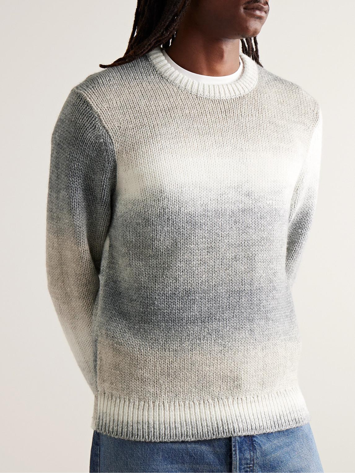 Shop Club Monaco Dégradé Knitted Sweater In Gray