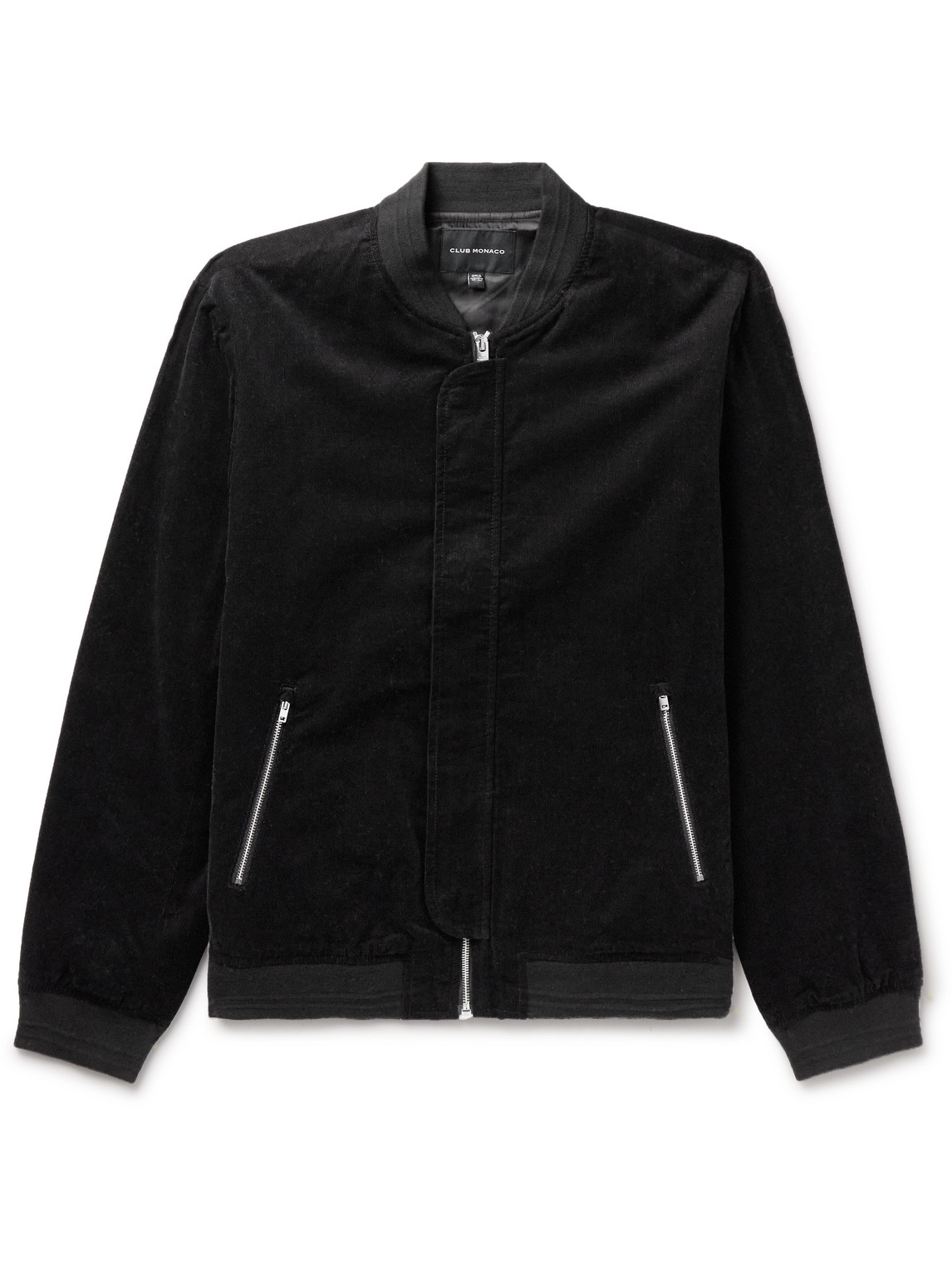 Club Monaco Cotton-corduroy Bomber Jacket In Black