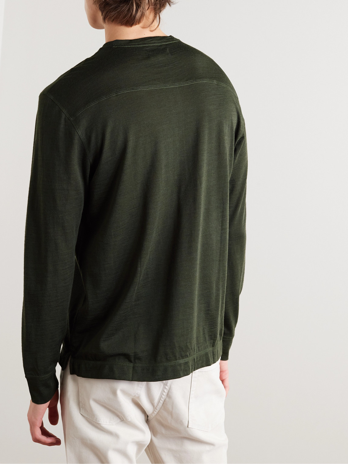 Shop Club Monaco Wool-blend Henley T-shirt In Green