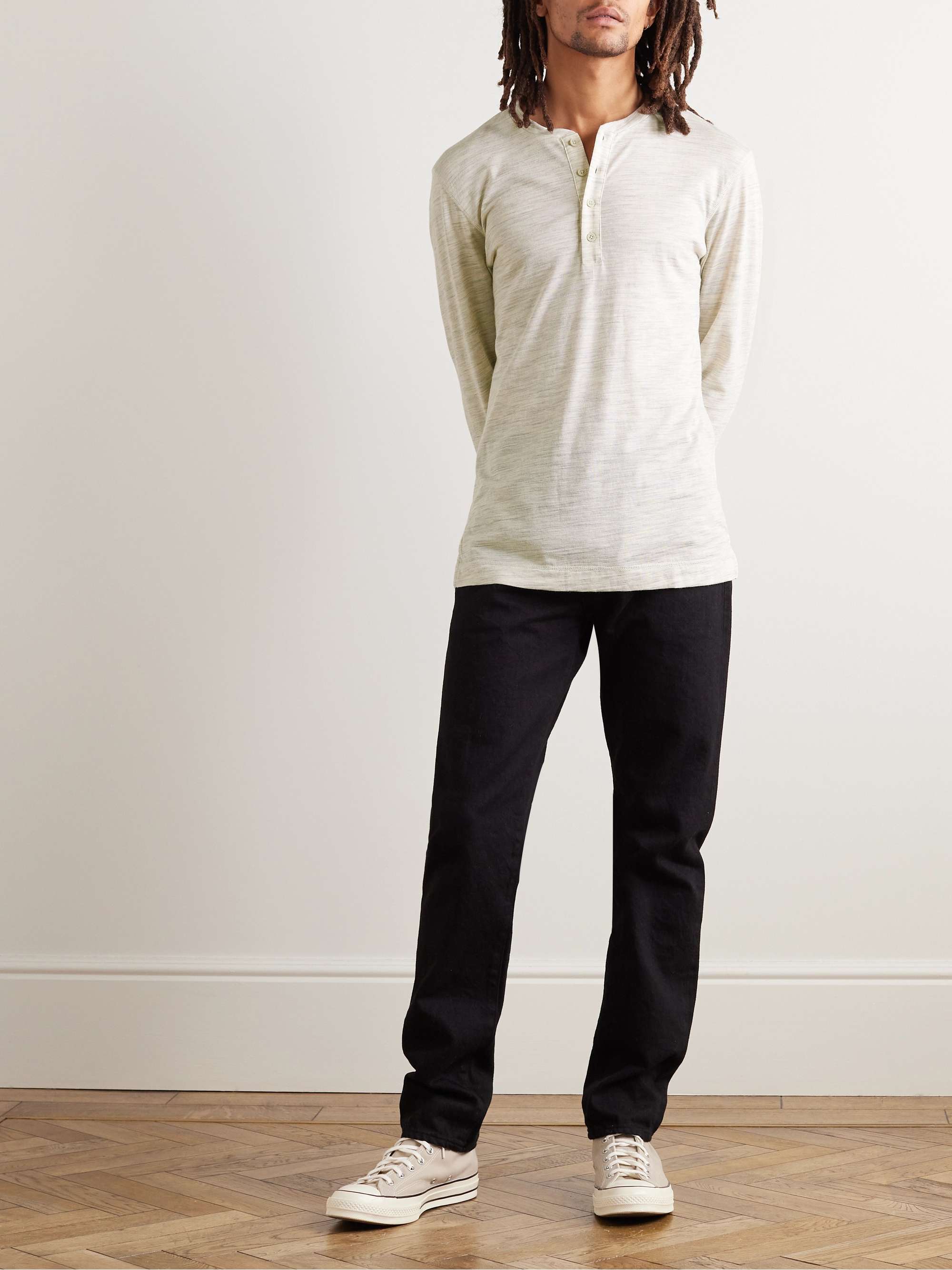 CLUB MONACO Space-Dyed Wool-Blend Henley T-Shirt for Men | MR PORTER