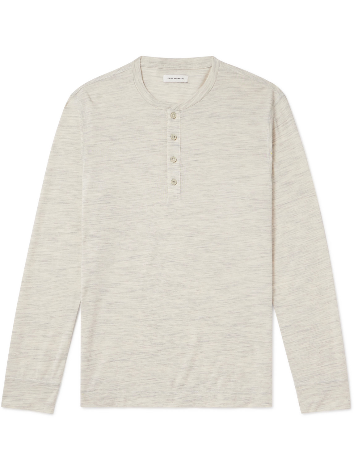 Club Monaco Space-dyed Wool-blend Henley T-shirt In Neutrals