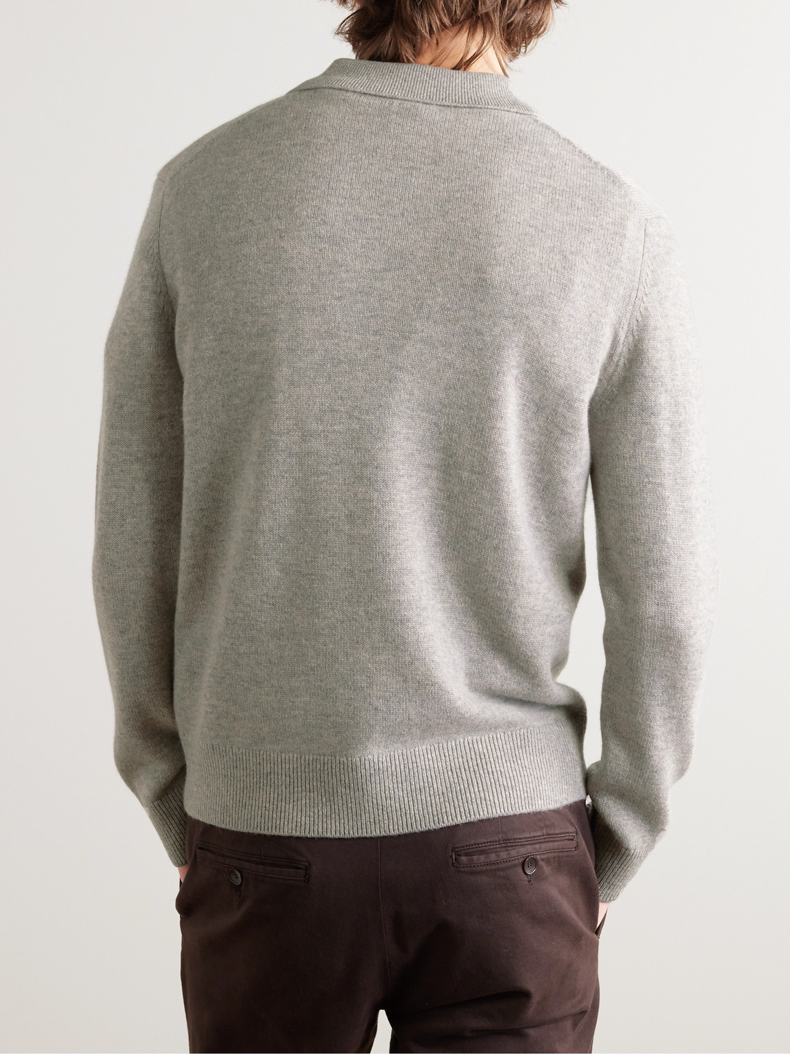 Shop Club Monaco Wool And Cashmere-blend Polo Sweater In Gray