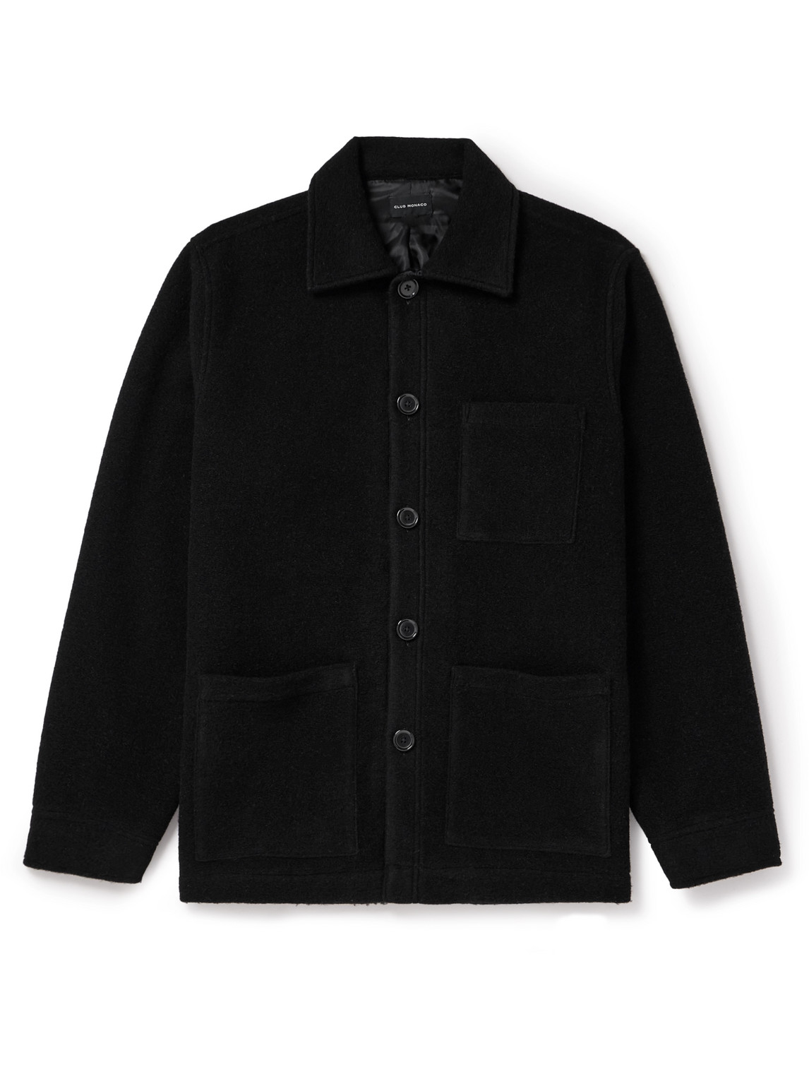 Club Monaco Brushed Wool-blend Overshirt In Black