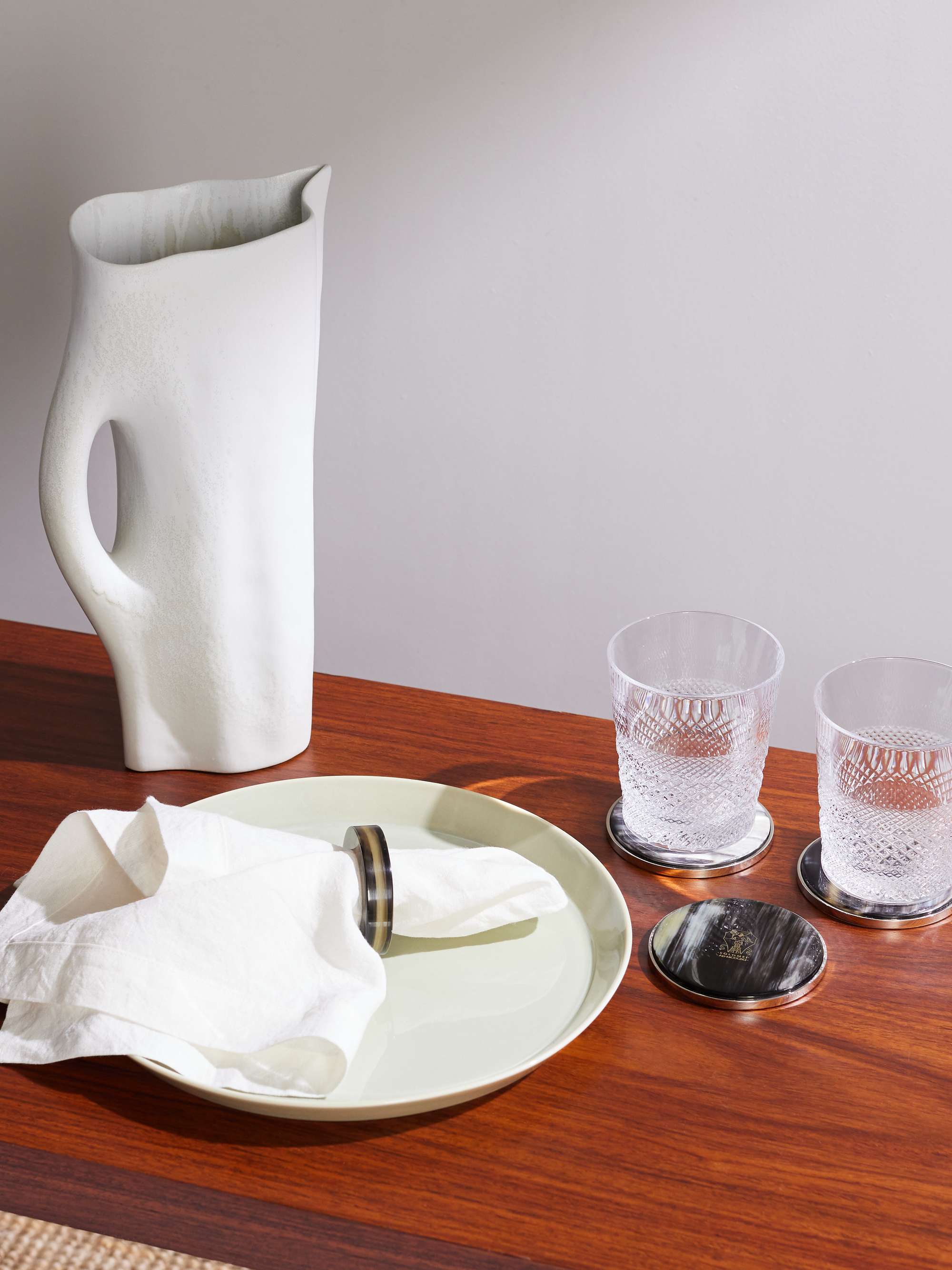 BRUNELLO CUCINELLI Set of Six Horn and SilverTone Coasters for Men