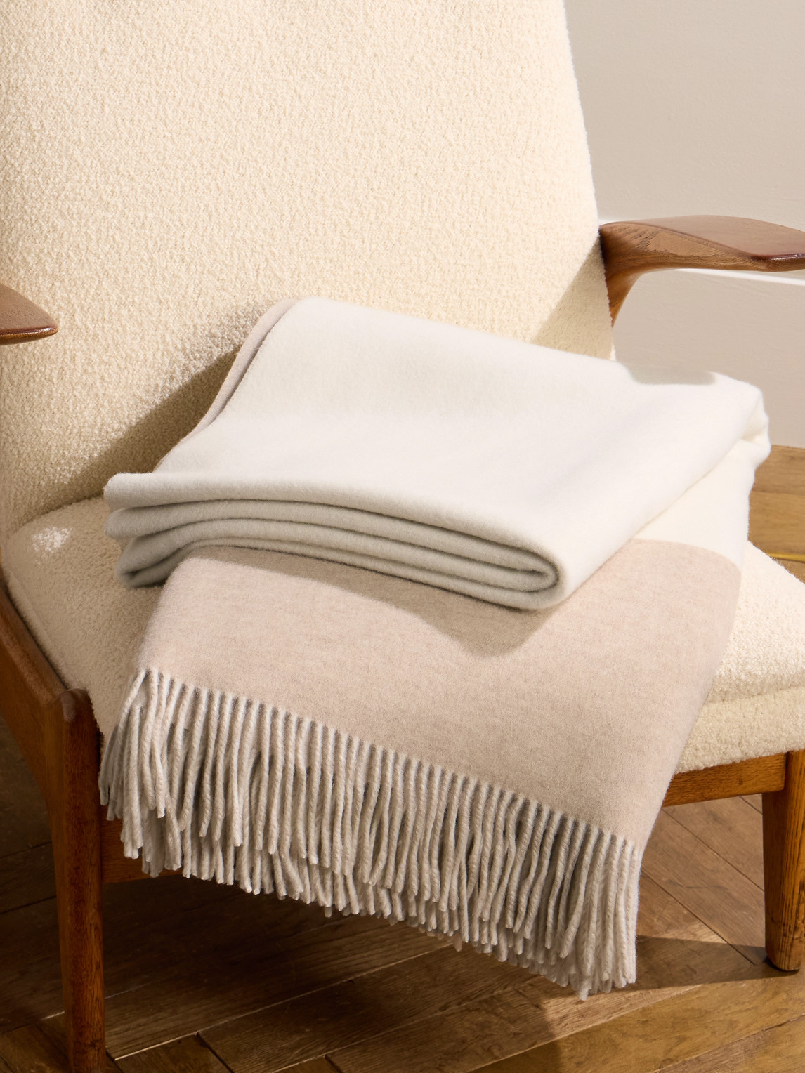 Fringed Colour-Block Cashmere Blanket — 2