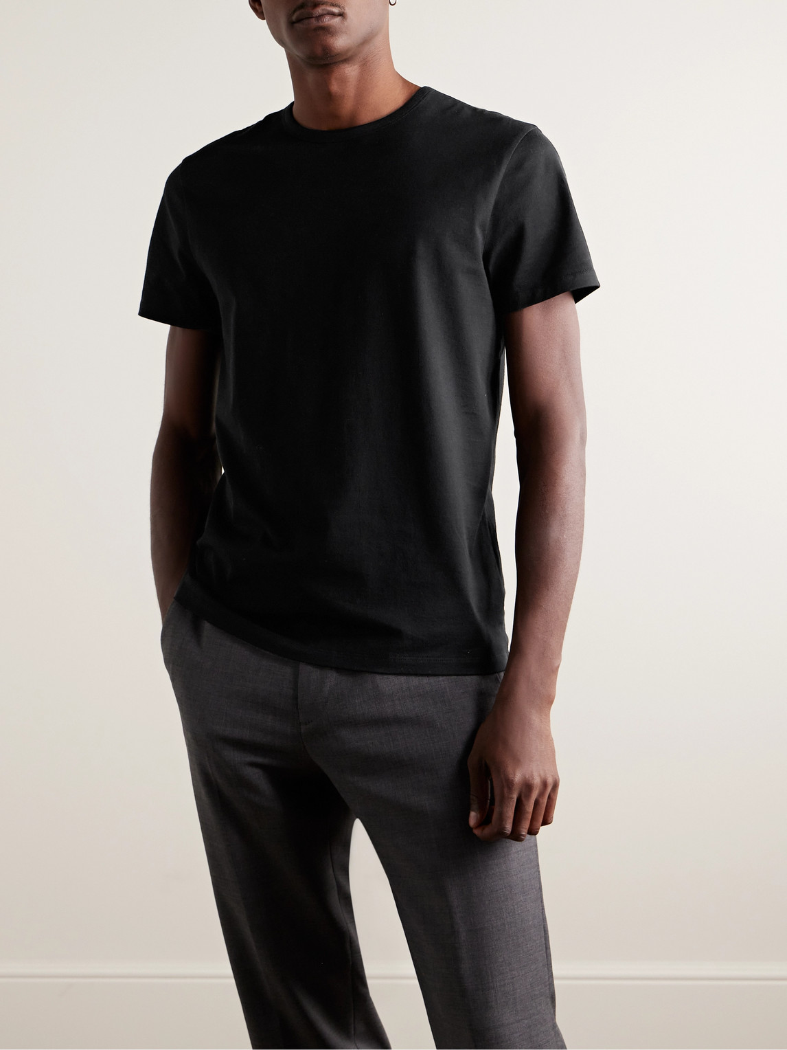 Shop Club Monaco Luxe Pima Cotton-jersey T-shirt In Black