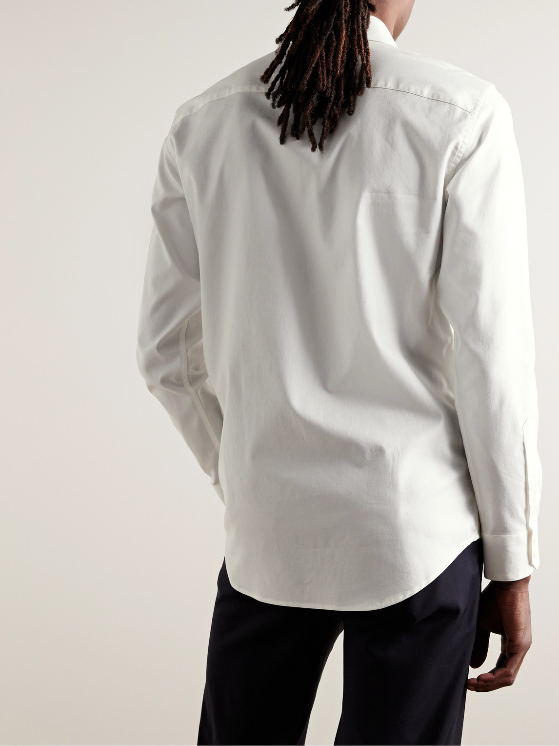 Shop Club Monaco Luxe Cotton-twill Shirt In White