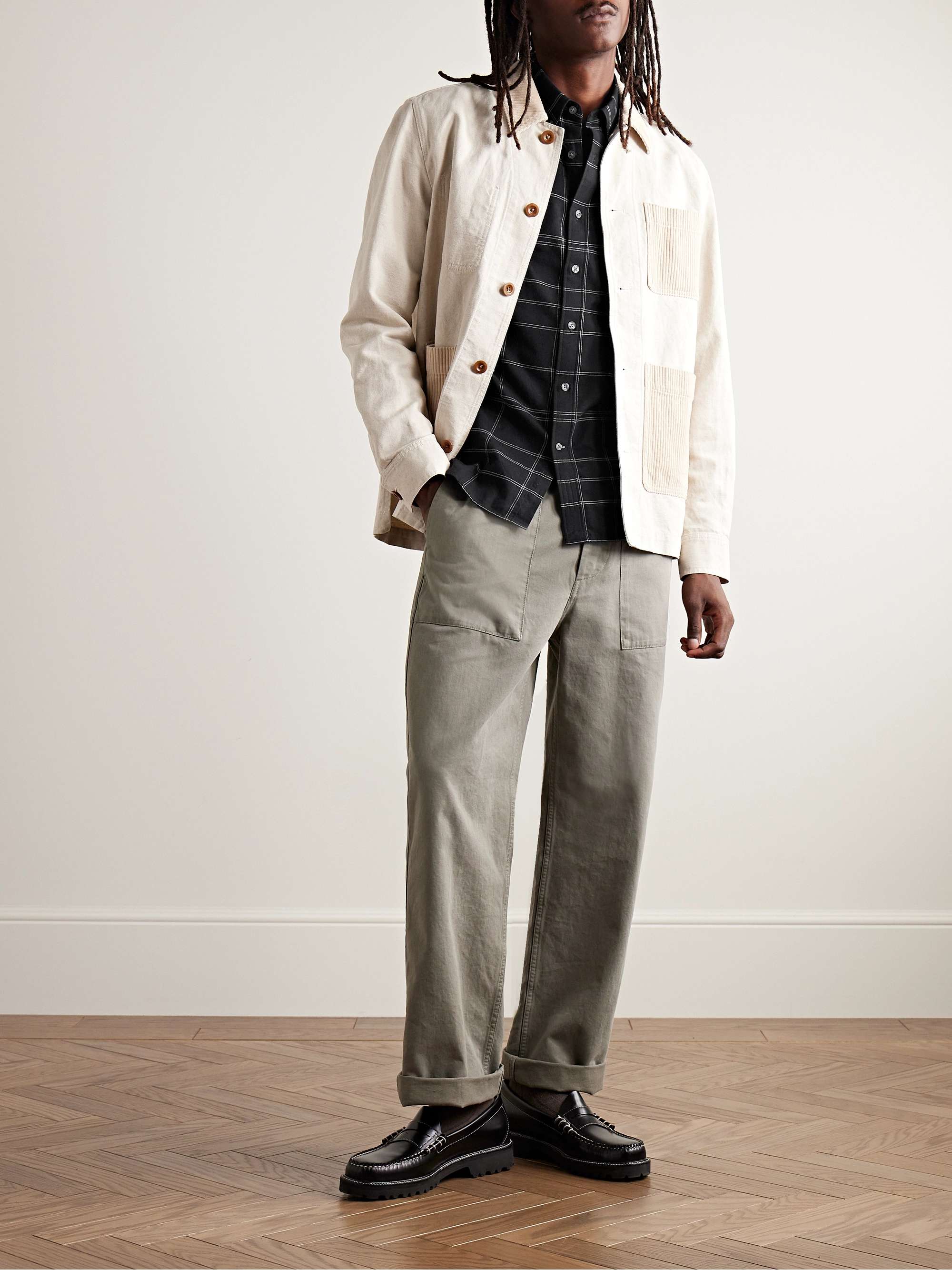 CLUB MONACO Slim-Fit Button-Down Collar Checked Cotton-Flannel Shirt ...