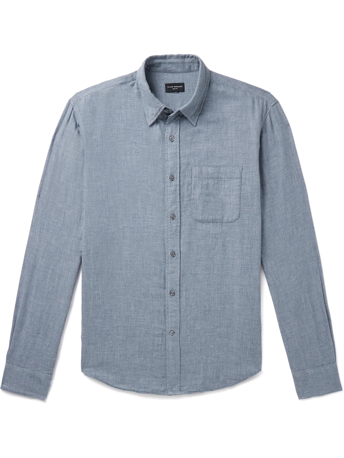 Club Monaco Slim-fit Cotton-chambray Shirt In Blue