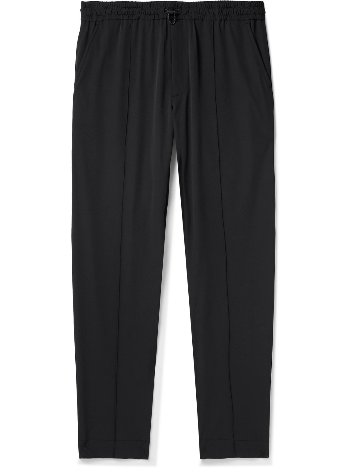 Club Monaco Travel Tapered Stretch-shell Drawstring Trousers In Black