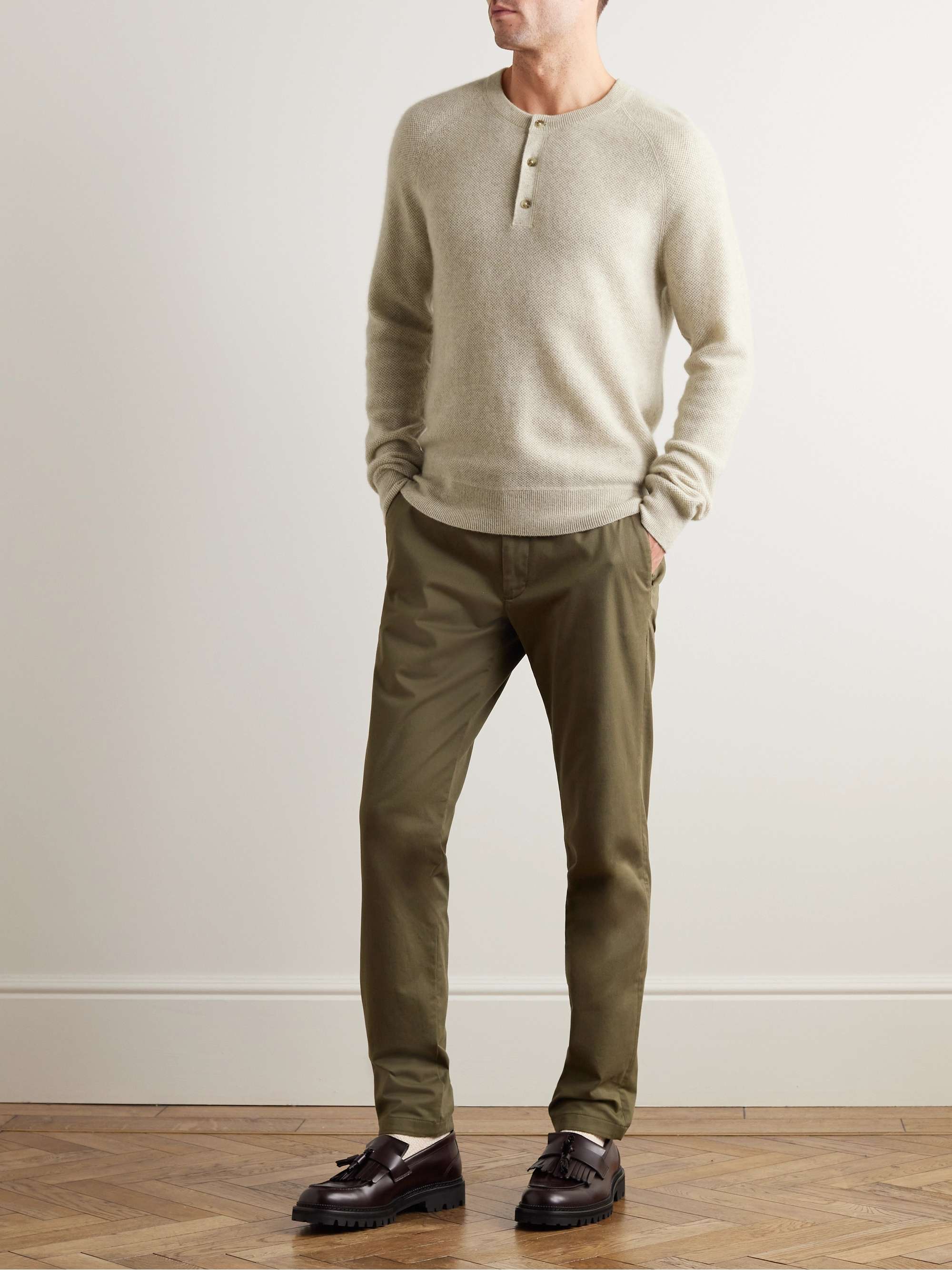 CLUB MONACO Waffle-Knit Cashmere Henley T-Shirt for Men | MR PORTER