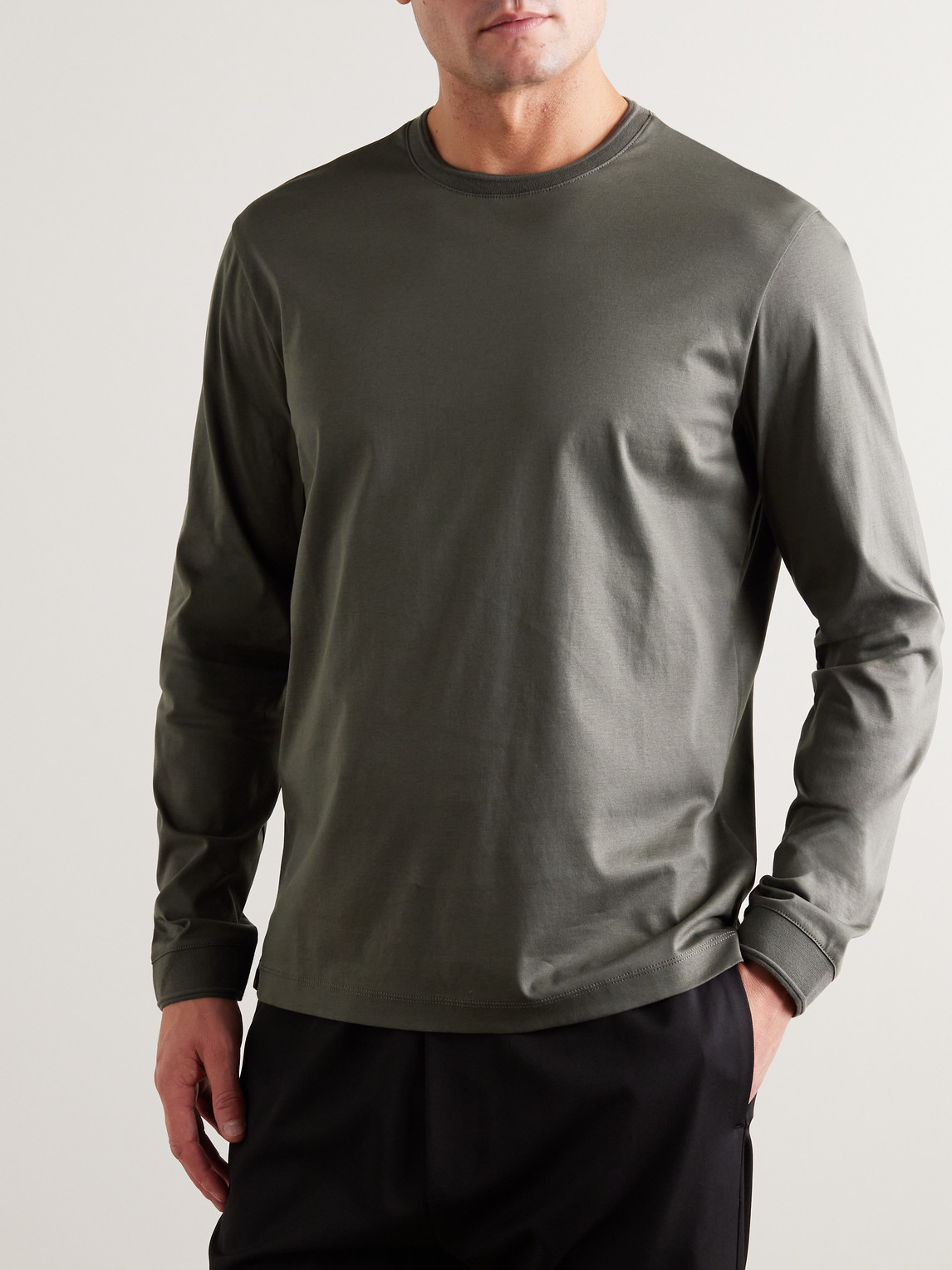 Shop Club Monaco Refined Cotton-jersey T-shirt In Green
