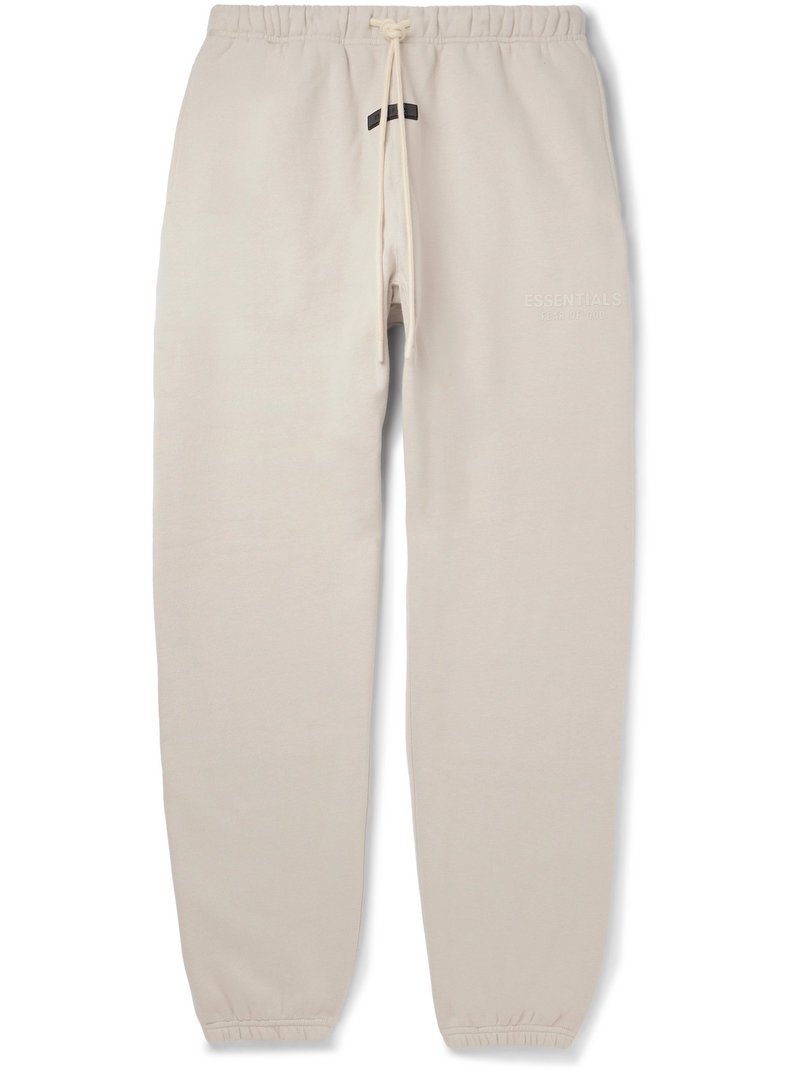 Essentials Tapered Logo-appliquéd Cotton-blend Jersey Sweatpants In Gray