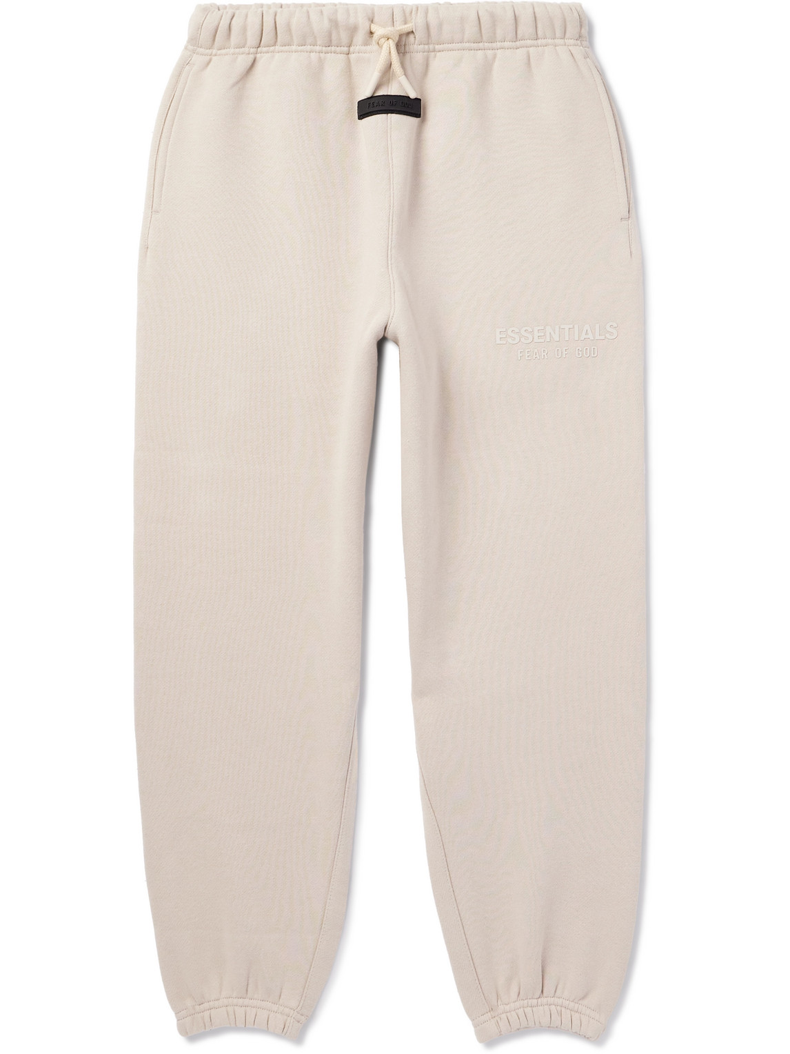 Essentials Logo-appliquéd Cotton-blend Jersey Sweatpants In Neutrals