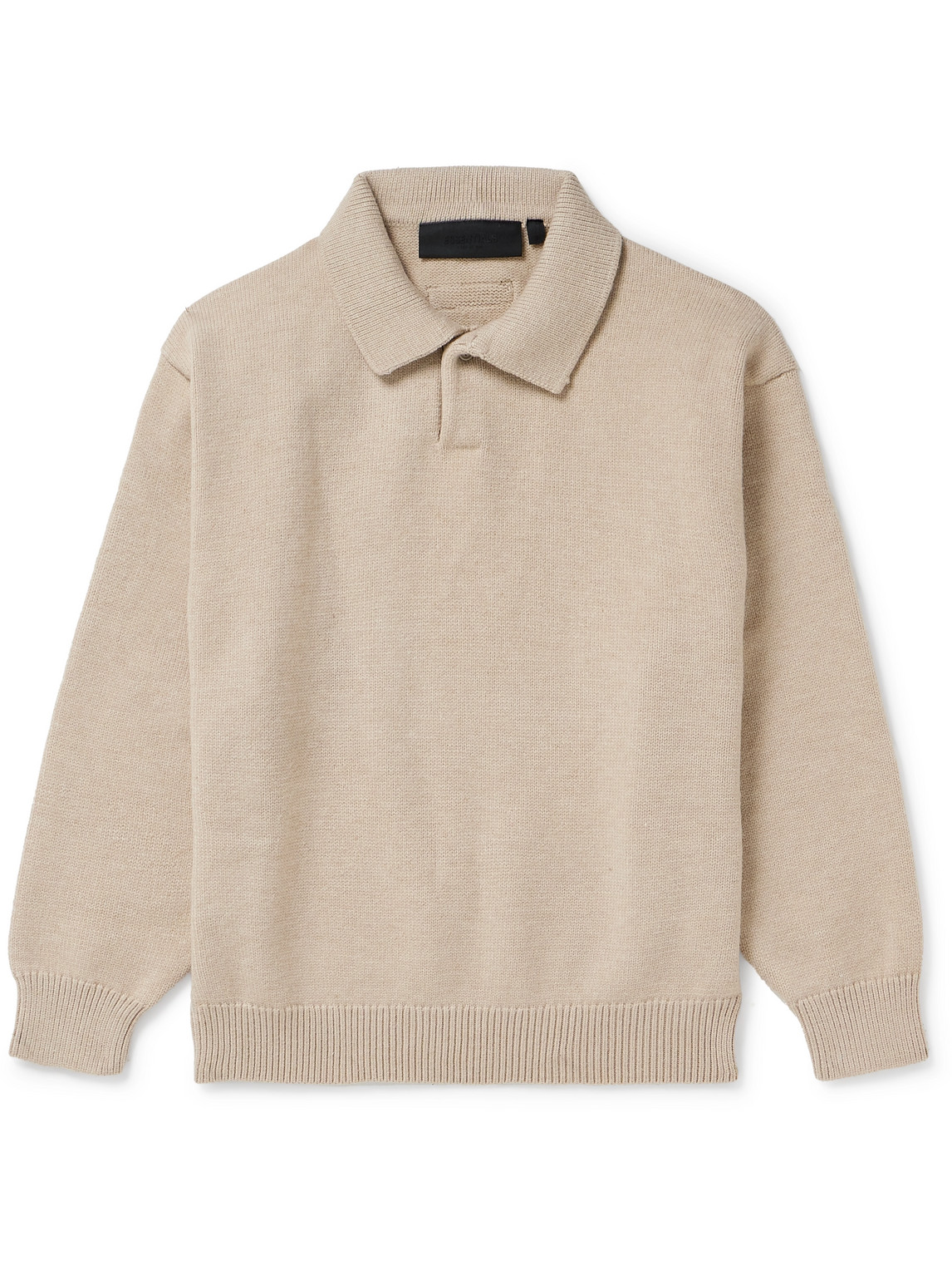 Essentials Oversized Knitted Polo Sweater In Neutrals