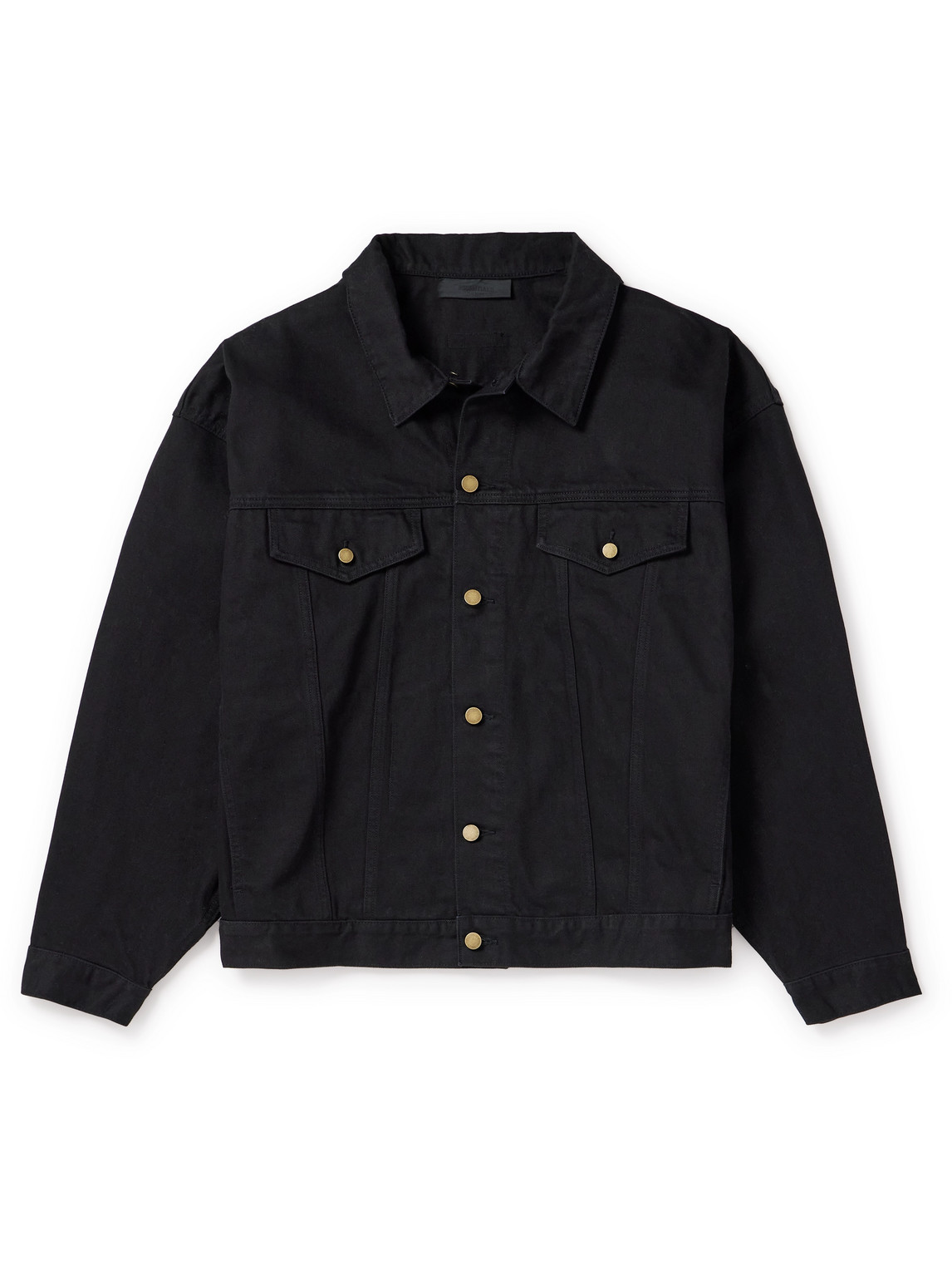 Essentials Fear Of God  Mens Jet Black  Brand-patch Oversized Denim Jacket