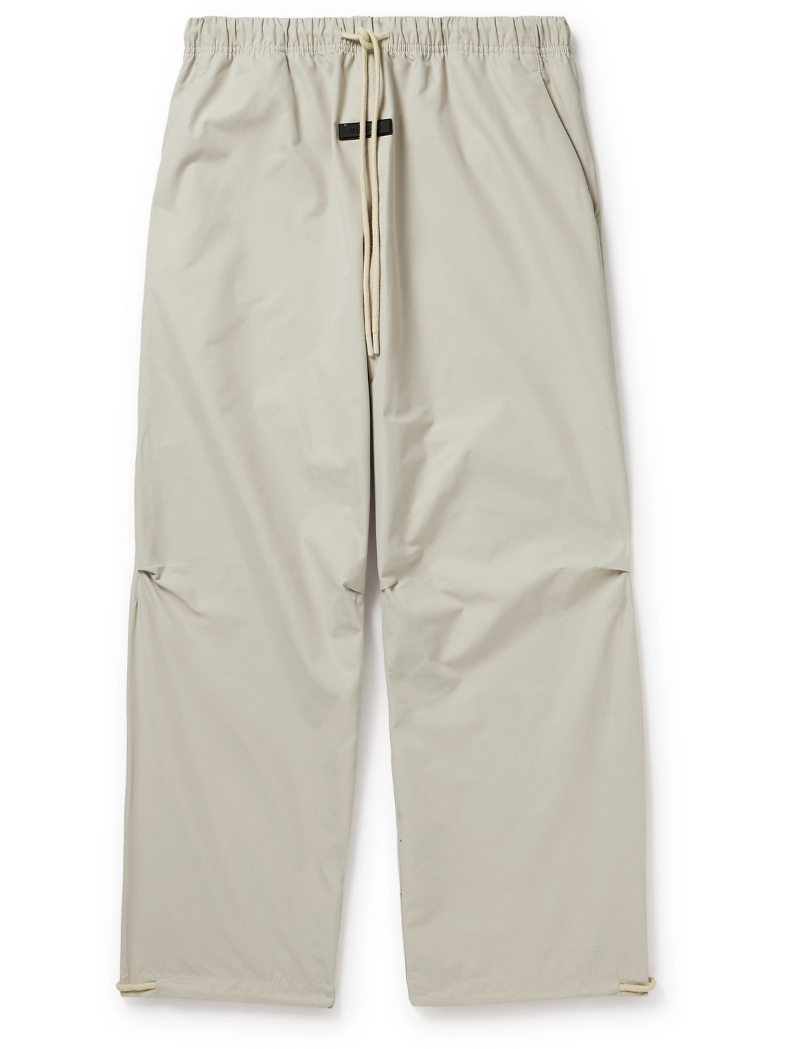 Essentials Straight-leg Logo-appliquéd Cotton-blend Drawstring Trousers In Gray