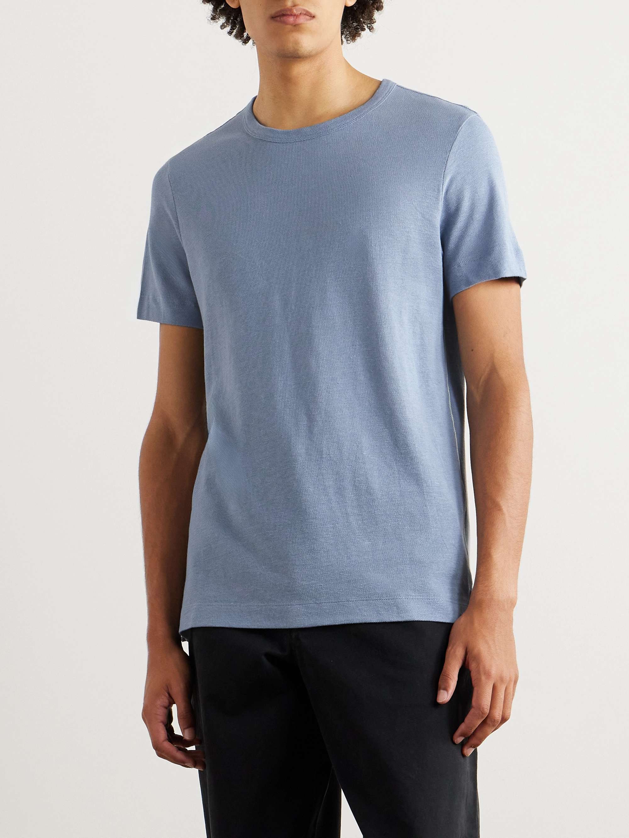 CLUB MONACO Slub Linen and Cotton-Blend Piqué T-Shirt for Men | MR PORTER