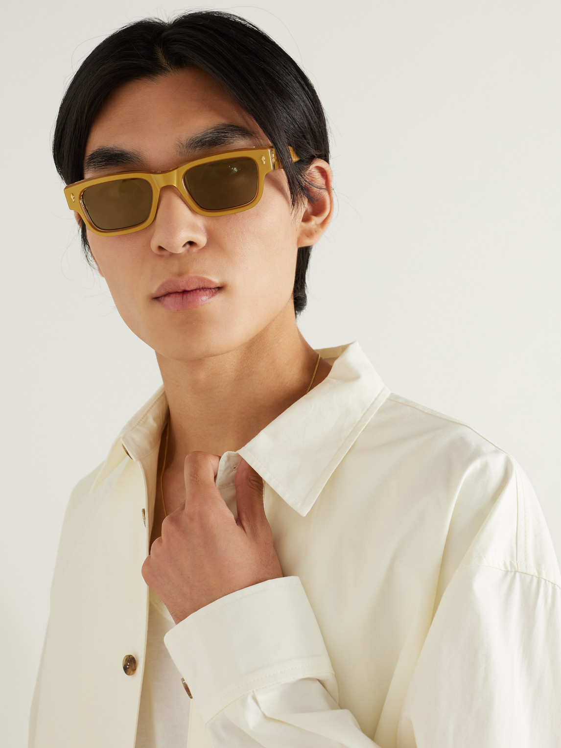 Shop Jacques Marie Mage Jeff Square-frame Acetate And Gold-tone Sunglasses