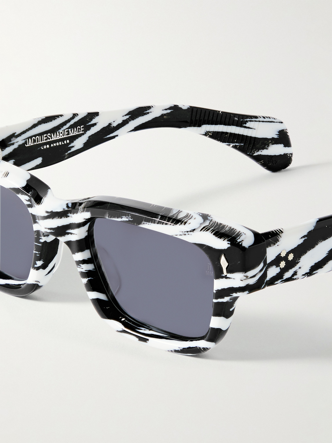 Shop Jacques Marie Mage Jeff Goldblum Jeff Rectangular-frame Zebra-print Acetate Sunglasses In Black