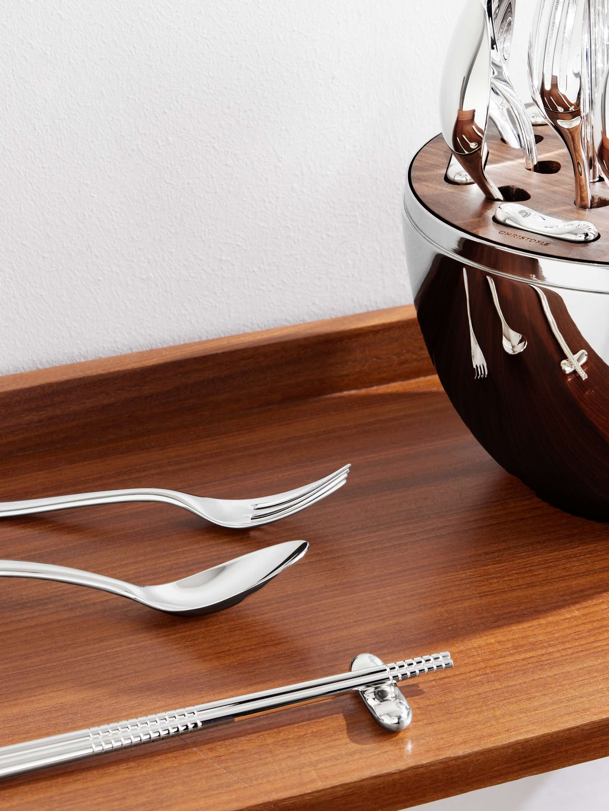 CHRISTOFLE MOOD Asia Silver-Plated Flatware Set with Case