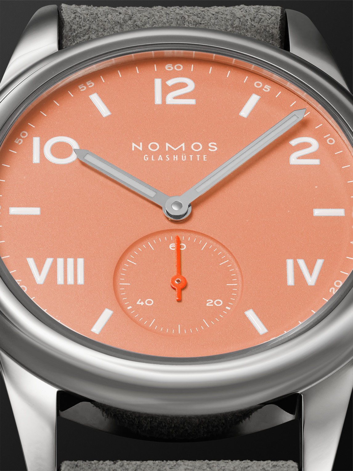 Shop Nomos Glashütte Club Campus Hand-wound 38.5mm Stainless Steel And Suede Watch, Ref. No. 725 In Pink