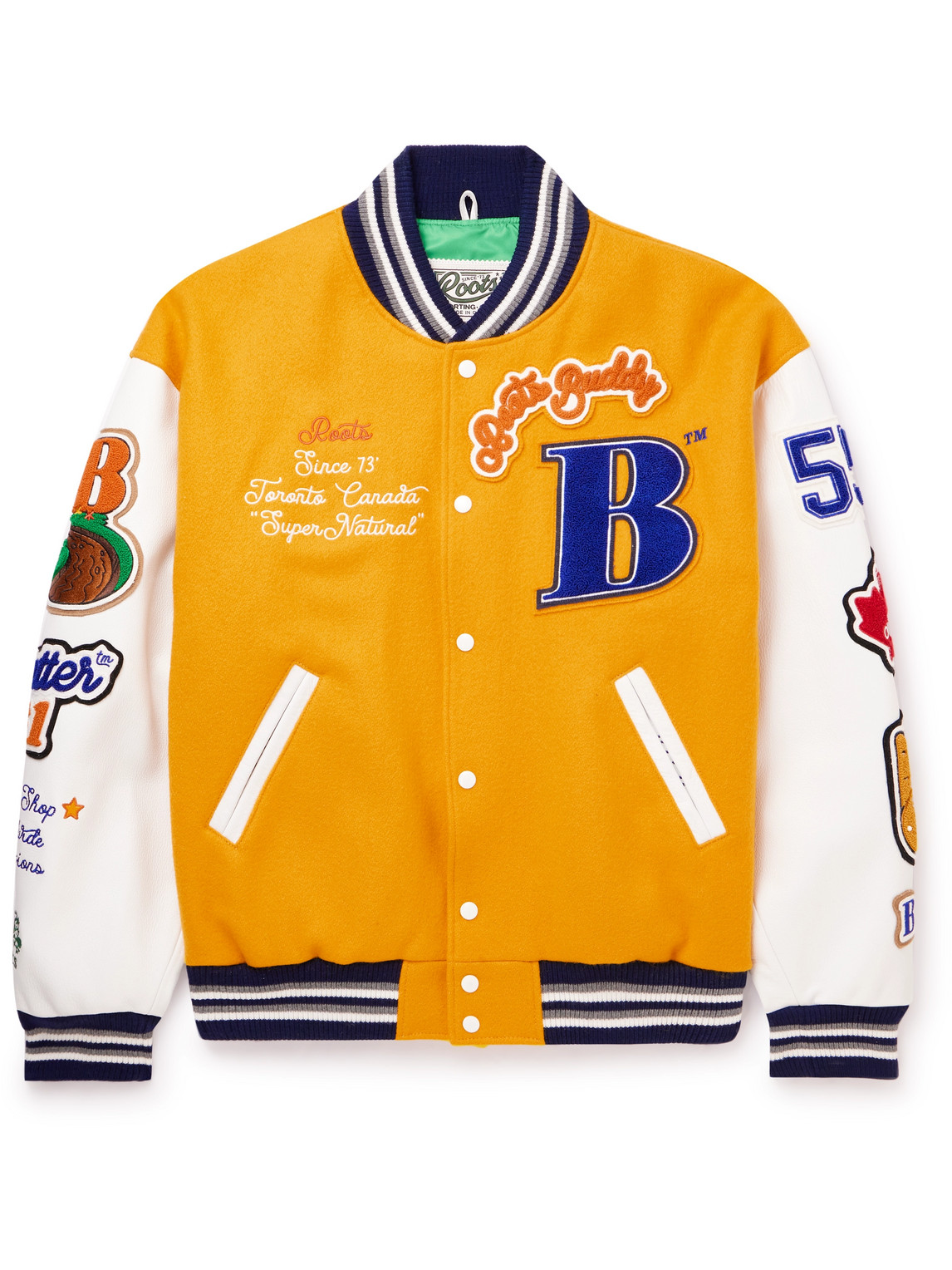 Better™ Gift Shop Roots Gallery and Gift Shop Wool-Blend Felt and Leather Varsity Jacket