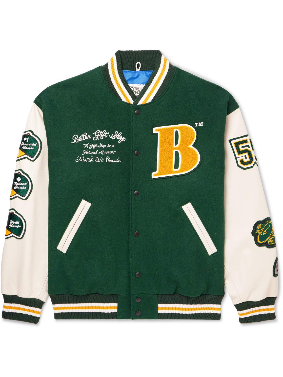 Better™ Gift Shop Roots Gallery and Gift Shop Wool-Blend Felt and Leather Varsity Jacket