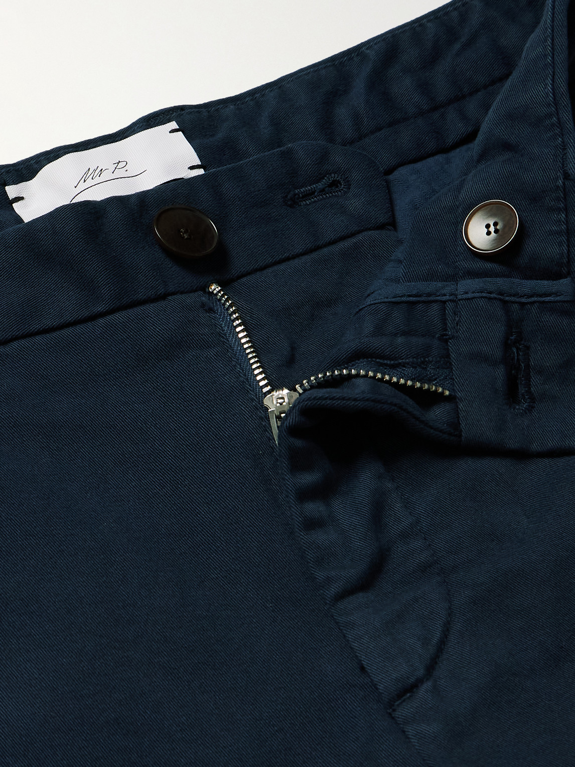 Shop Mr P Straight-leg Cotton-blend Twill Chinos In Blue