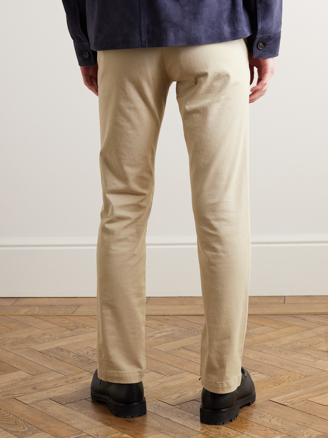 Shop Mr P Straight-leg Cotton-blend Twill Chinos In Neutrals